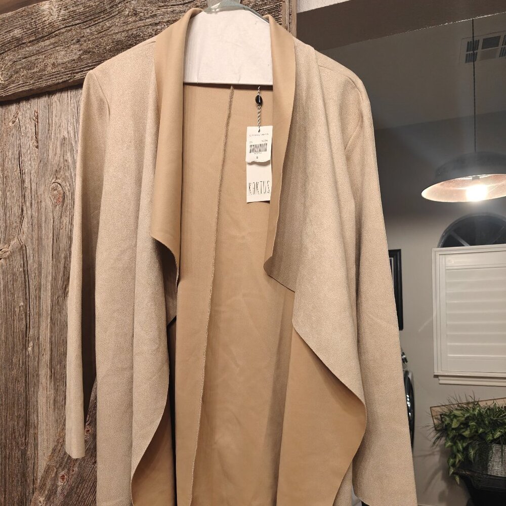 Tan Faux Suede Cardigan